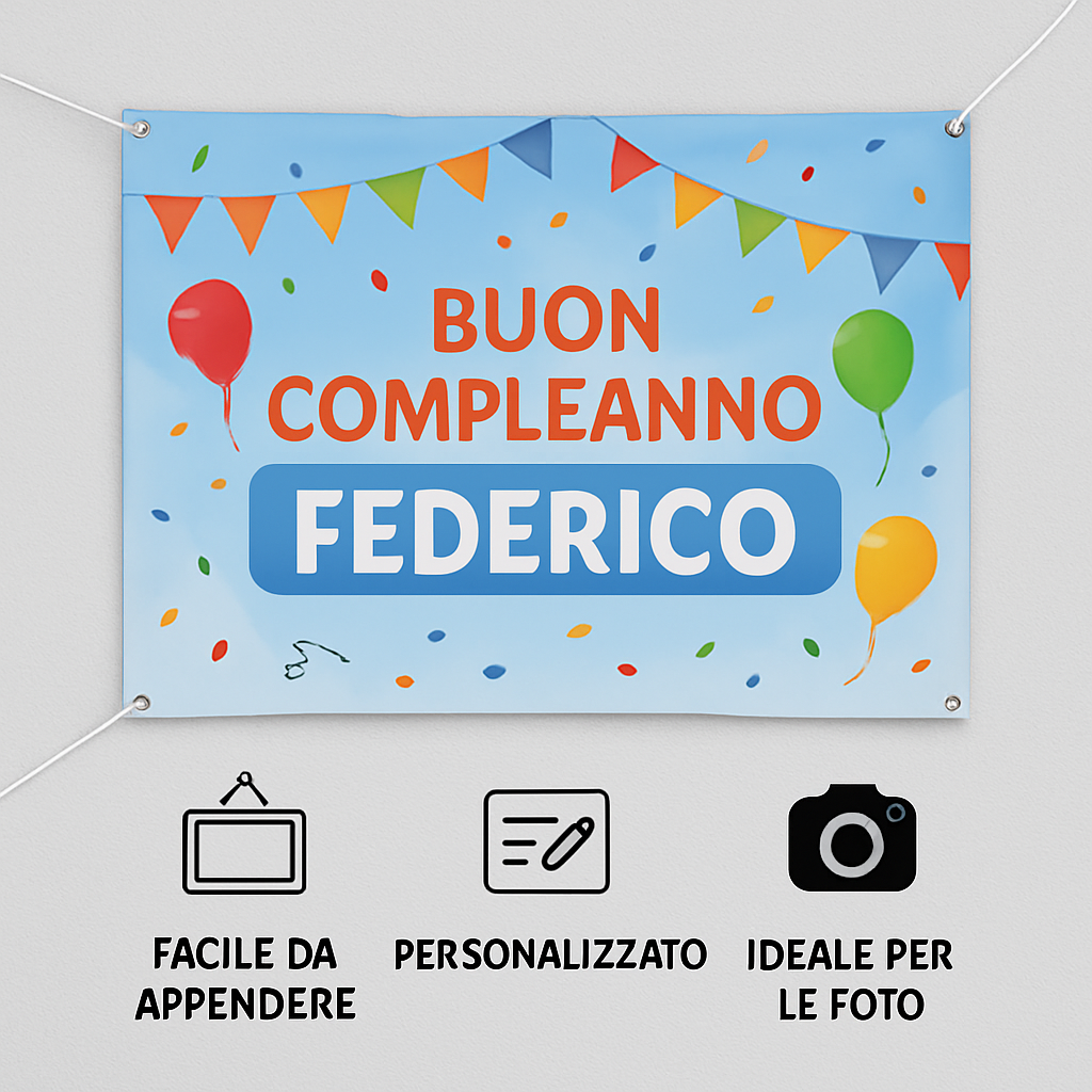 GLOBAL STRISCIONE FONDALE COMPLEANNO - 44 Gatti - STRISCIONE PERSONALIZZATO IN CARTA O IN BANNER PVC ANCHE DA ESTERNO GARANZIA 5 ANNI - 04 benefici utilizzo