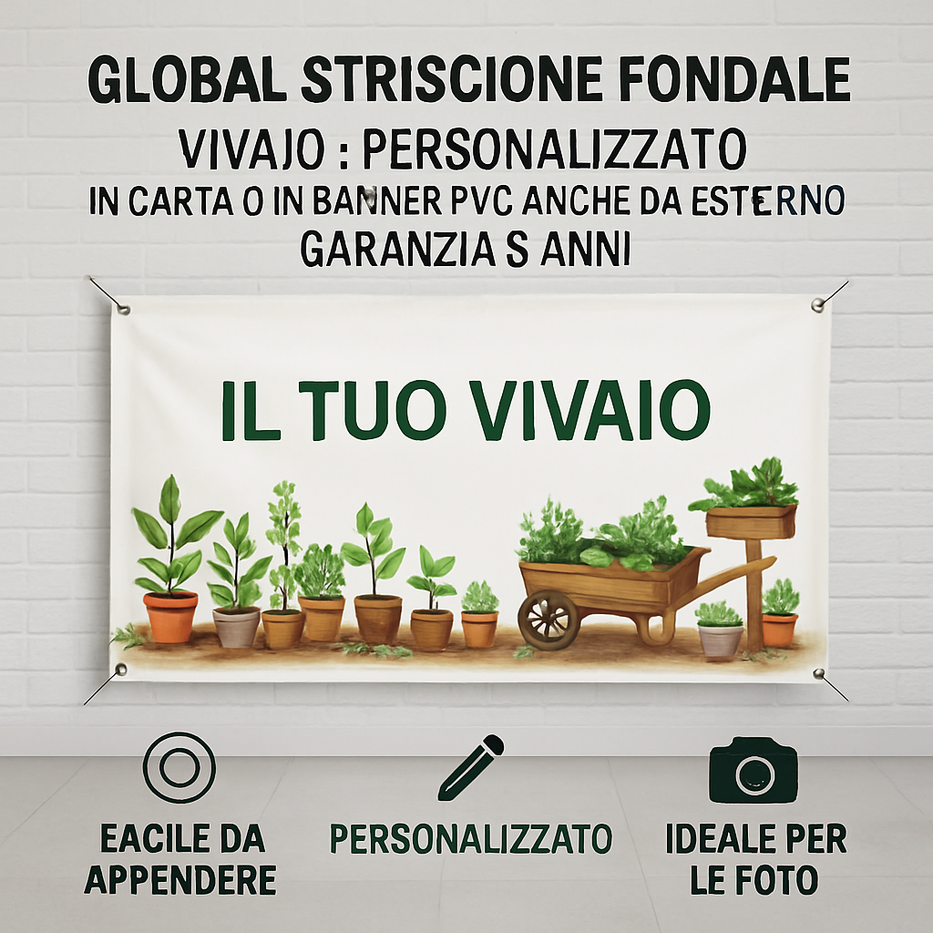 GLOBAL STRISCIONE FONDALE ATTIVITÀ - VIVAIO - PERSONALIZZATO IN CARTA O IN BANNER PVC ANCHE DA ESTERNO GARANZIA 5 ANNI - 04 benefici utilizzo