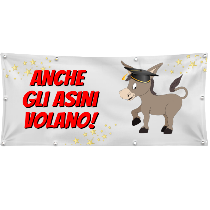 GLOBAL STRISCIONE FONDALE MATRIMONIO - ANCHE GLI ASINI VOLANO - IN CARTA O IN BANNER PVC ANCHE DA ESTERNO GARANZIA 5 ANNI