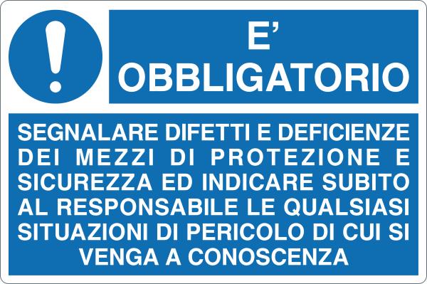 GLOBAL CARTELLO SEGNALETICO - È OBBLIGATORIO SEGNALARE DIFETTI E DEFICIENZE - Adesivo Resistente, Pannello in Forex, Pannello In Alluminio