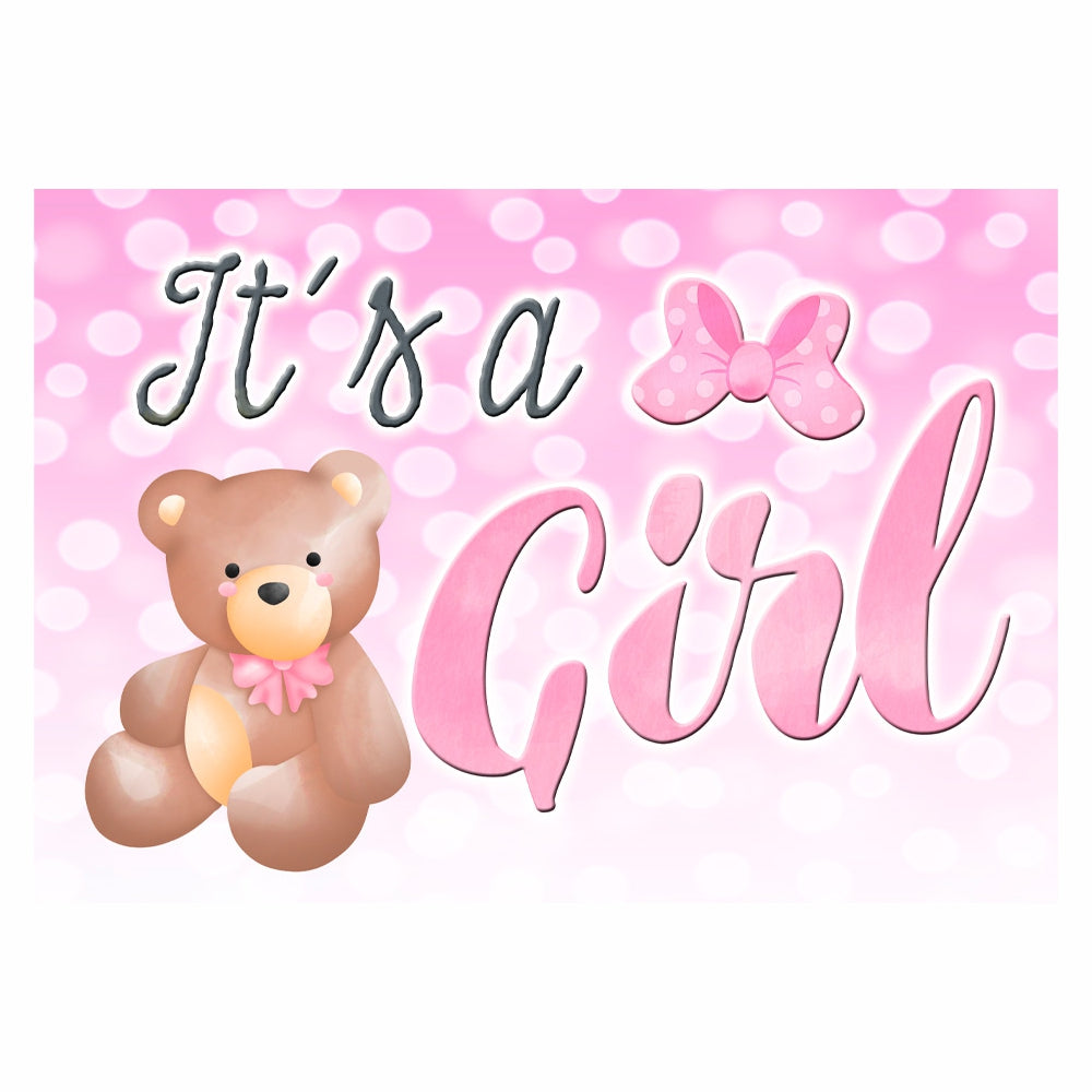 GLOBAL STRISCIONE FONDALE BABY SHOWER - Baby Shower Bimba - STRISCIONE IN CARTA O IN BANNER PVC ANCHE DA ESTERNO GARANZIA 5 ANNI