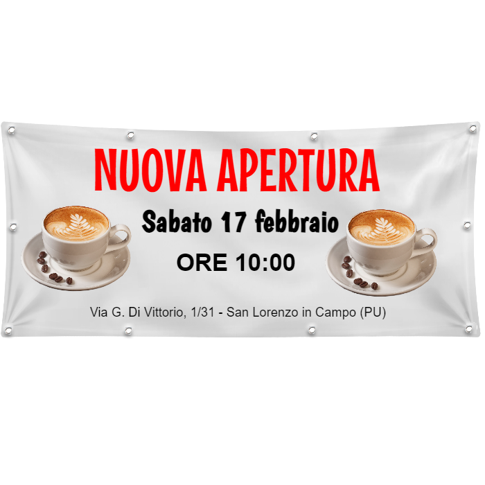 GLOBAL STRISCIONE FONDALE ATTIVITÀ - NUOVA APERTURA - PERSONALIZZATO IN CARTA O IN BANNER PVC ANCHE DA ESTERNO GARANZIA 5 ANNI