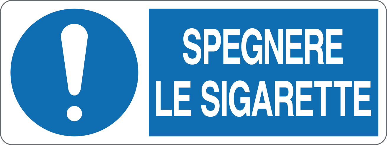SPEGNERE LE SIGARETTE - CARTELLO SEGNALETICO UNI ISO 7010 in Adesivo, Pannello in Forex, Pannello In Alluminio