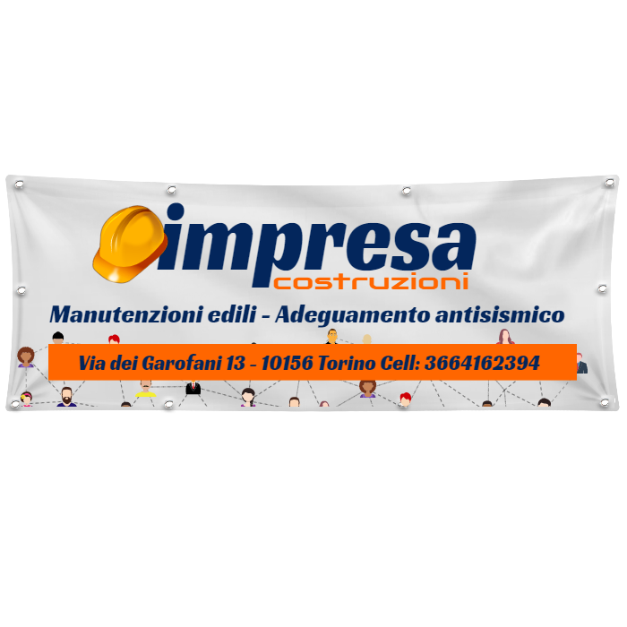 GLOBAL STRISCIONE FONDALE ATTIVITÀ - IMPRESA EDILE - PERSONALIZZATO IN CARTA O IN BANNER PVC ANCHE DA ESTERNO GARANZIA 5 ANNI