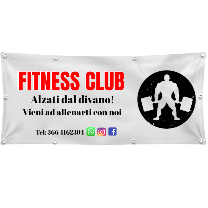 GLOBAL STRISCIONE FONDALE ATTIVITÀ - PALESTRA MOD 2 - PERSONALIZZATO IN CARTA O IN BANNER PVC ANCHE DA ESTERNO GARANZIA 5 ANNI