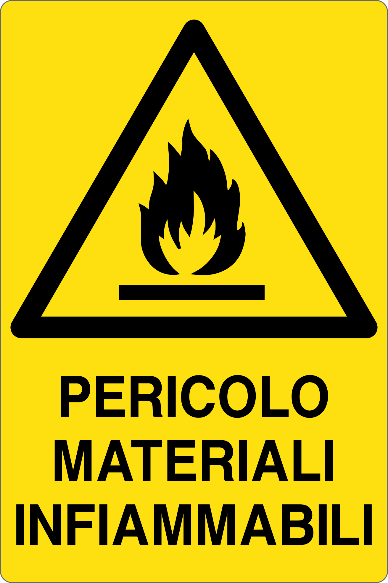 GLOBAL CARTELLO SEGNALETICO - PERICOLO MATERIALI INFIAMMABILI - Adesivo Resistente, Pannello in Forex, Pannello In Alluminio