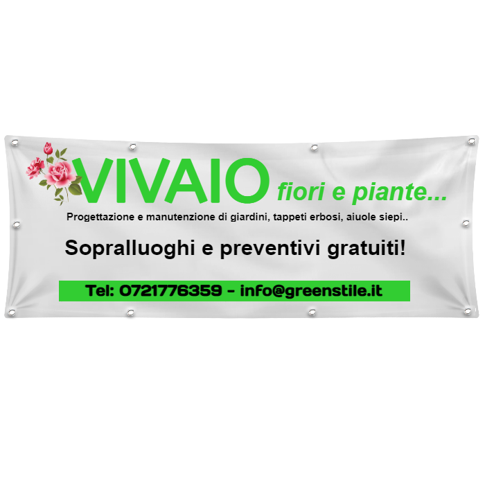 GLOBAL STRISCIONE FONDALE ATTIVITÀ - VIVAIO - PERSONALIZZATO IN CARTA O IN BANNER PVC ANCHE DA ESTERNO GARANZIA 5 ANNI