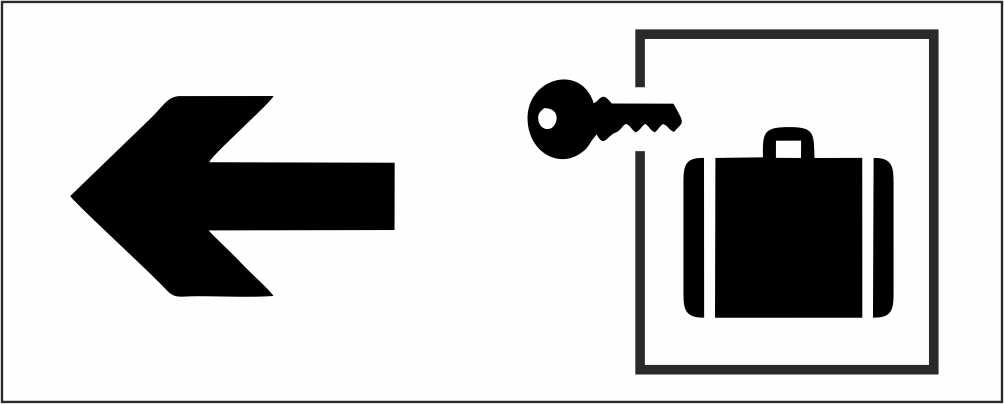 DEPOSITO BAGAGLI CON FRECCIA PERSONALIZZATA - CARTELLO SEGNALETICO UNI ISO 7010 in Adesivo Resistente, Pannello in Forex, Pannello In Alluminio