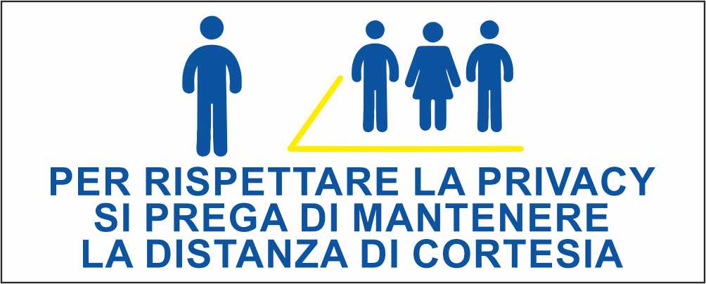 Rispettare la distanza per privacy - CARTELLO SEGNALETICO UNI ISO 7010 in Adesivo Resistente, Pannello in Forex, Pannello In Alluminio
