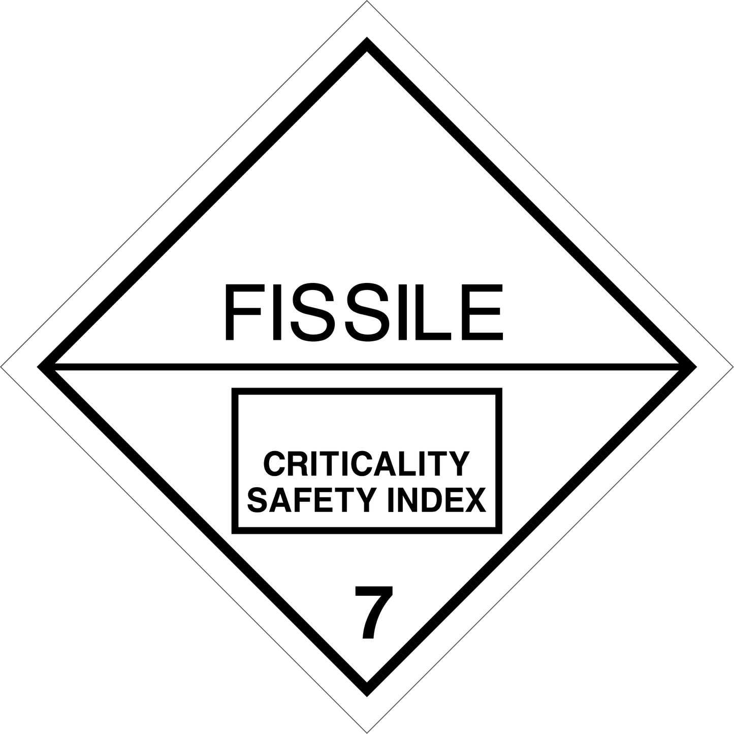 FISSILE CRITICALITY SAFETY INDEX CL. 7 - CARTELLO SEGNALETICO ROMBO ISO 7010 - Adesivo Extra Resistente, Pannello in Forex, Pannello In Alluminio