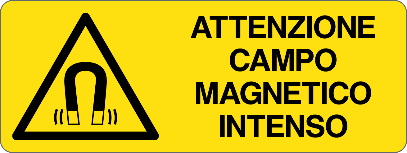 ATTENZIONE CAMPO MAGNETICO INTENSO - CARTELLO SEGNALETICO UNI ISO 7010 in Adesivo, Pannello in Forex, Pannello In Alluminio