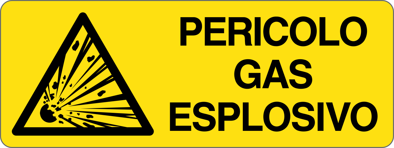 PERICOLO GAS ESPLOSIVO - CARTELLO SEGNALETICO UNI ISO 7010 in Adesivo, Pannello in Forex, Pannello In Alluminio