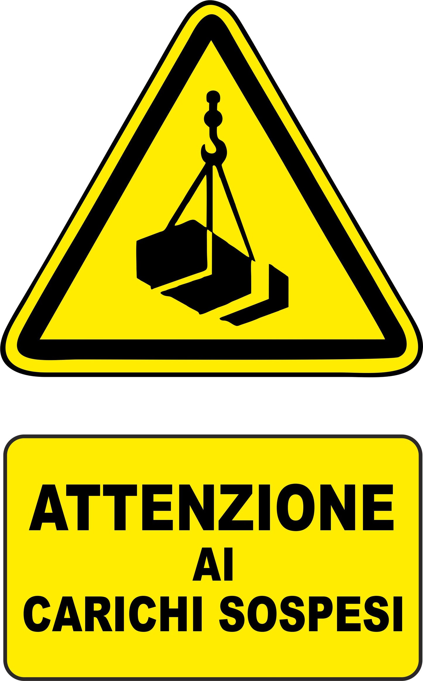 GLOBAL CARTELLO SEGNALETICO - ATTENZIONE AI CARICHI SOSPESI - Adesivo Extra Resistente, Pannello in Forex, Pannello In Alluminio
