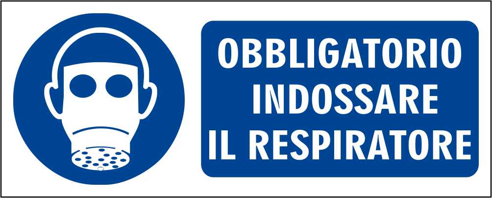 OBBLIGATORIO INDOSSARE IL RESPIRATORE - CARTELLO SEGNALETICO UNI ISO 7010 in Adesivo Resistente, Pannello in Forex, Pannello In Alluminio