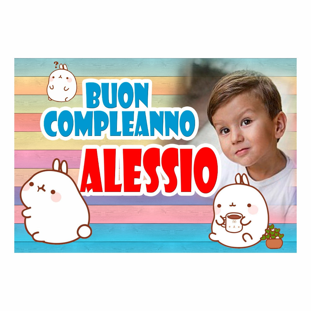 GLOBAL STRISCIONE FONDALE COMPLEANNO - Mulang - STRISCIONE PERSONALIZZATO IN CARTA O IN BANNER PVC ANCHE DA ESTERNO GARANZIA 5 ANNI