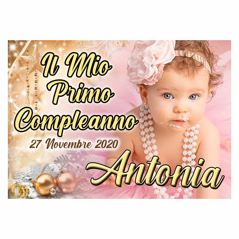 GLOBAL STRISCIONE FONDALE COMPLEANNO - Compleanno Natale mod 2 - STRISCIONE PERSONALIZZATO IN CARTA O IN BANNER PVC ANCHE DA ESTERNO GARANZIA 5 ANNI