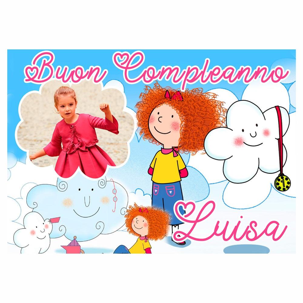 GLOBAL STRISCIONE FONDALE COMPLEANNO - Nina e Olga - STRISCIONE PERSONALIZZATO IN CARTA O IN BANNER PVC ANCHE DA ESTERNO GARANZIA 5 ANNI