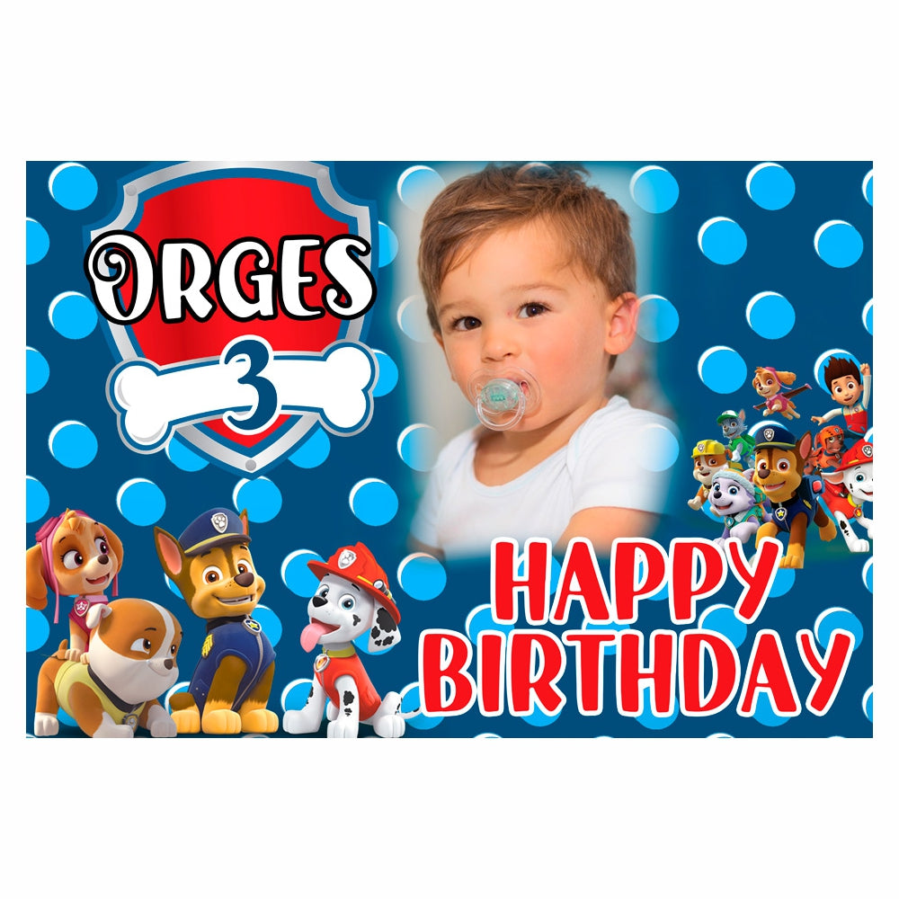 GLOBAL STRISCIONE FONDALE COMPLEANNO - Paw Patrol Mod 2 - STRISCIONE PERSONALIZZATO IN CARTA O IN BANNER PVC ANCHE DA ESTERNO GARANZIA 5 ANNI