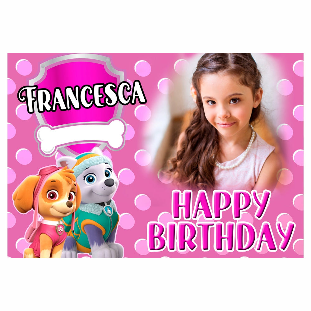 GLOBAL STRISCIONE FONDALE COMPLEANNO - Paw Patrol Mod 4 - STRISCIONE PERSONALIZZATO IN CARTA O IN BANNER PVC ANCHE DA ESTERNO GARANZIA 5 ANNI