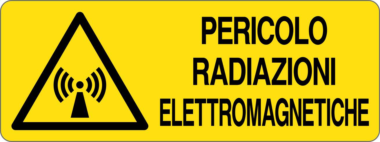 PERICOLO RADIAZIONI ELETTROMAGNETICHE - CARTELLO SEGNALETICO UNI ISO 7010 in Adesivo, Pannello in Forex, Pannello In Alluminio