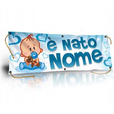 GLOBAL STRISCIONE FONDALE NASCITA - BAMBINO CON ORSETTO - IN CARTA O IN BANNER PVC ANCHE DA ESTERNO GARANZIA 5 ANNI