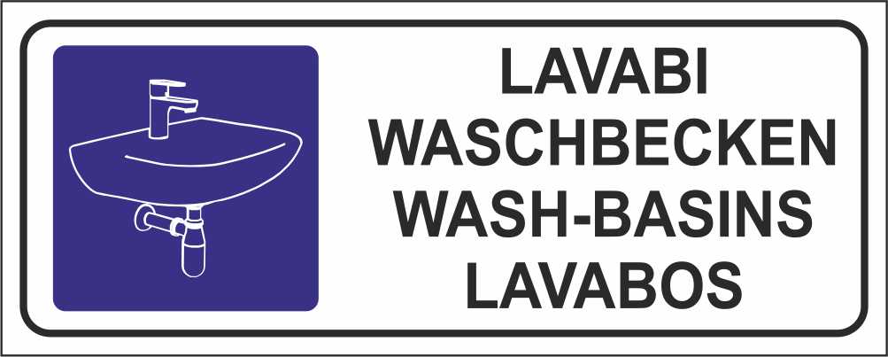 Lavabi - CARTELLO SEGNALETICO UNI ISO 7010 in Adesivo Resistente, Pannello in Forex, Pannello In Alluminio