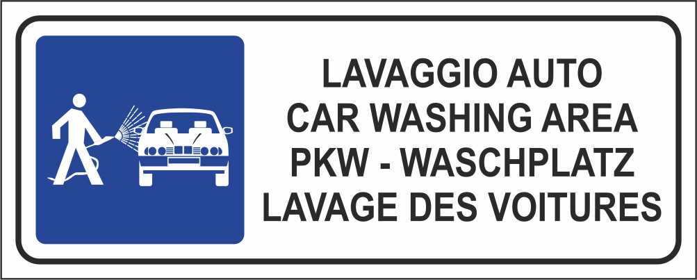 LAVAGGIO AUTO - CARTELLO SEGNALETICO UNI ISO 7010 in Adesivo Resistente, Pannello in Forex, Pannello In Alluminio