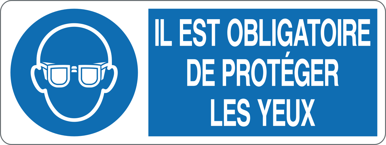 IL EST OBLIGATOIRE DE PROTEGER LES YEUX - CARTELLO SEGNALETICO UNI ISO 7010 in Adesivo, Pannello in Forex, Pannello In Alluminio