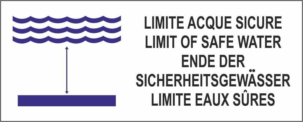 LIMITE ACQUE SICURE mod 2 - CARTELLO SEGNALETICO UNI ISO 7010 in Adesivo Resistente, Pannello in Forex, Pannello In Alluminio