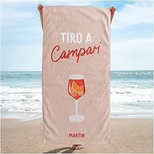 Vestin Telo da spiaggia personalizzato - TIRO A CAMPARI - DRINK E NOME - con Nome personalizzato - asciugamano da bagno asciugamano da piscina asciugamano da spiaggia per vacanze