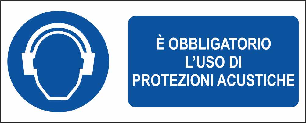 È obbligaroio l'uso di protezioni acustiche - CARTELLO SEGNALETICO UNI ISO 7010 in Adesivo Resistente, Pannello in Forex, Pannello In Alluminio