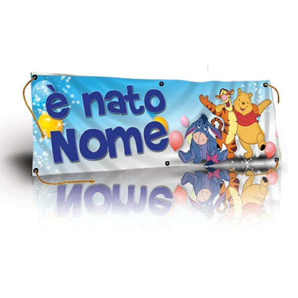 GLOBAL STRISCIONE FONDALE NASCITA - BAMBINO WINNIE THE POOH MOD 2 - IN CARTA O IN BANNER PVC ANCHE DA ESTERNO GARANZIA 5 ANNI