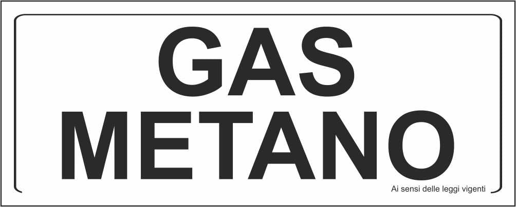 GAS METANO SCRITTA - CARTELLO SEGNALETICO UNI ISO 7010 in Adesivo Resistente, Pannello in Forex, Pannello In Alluminio