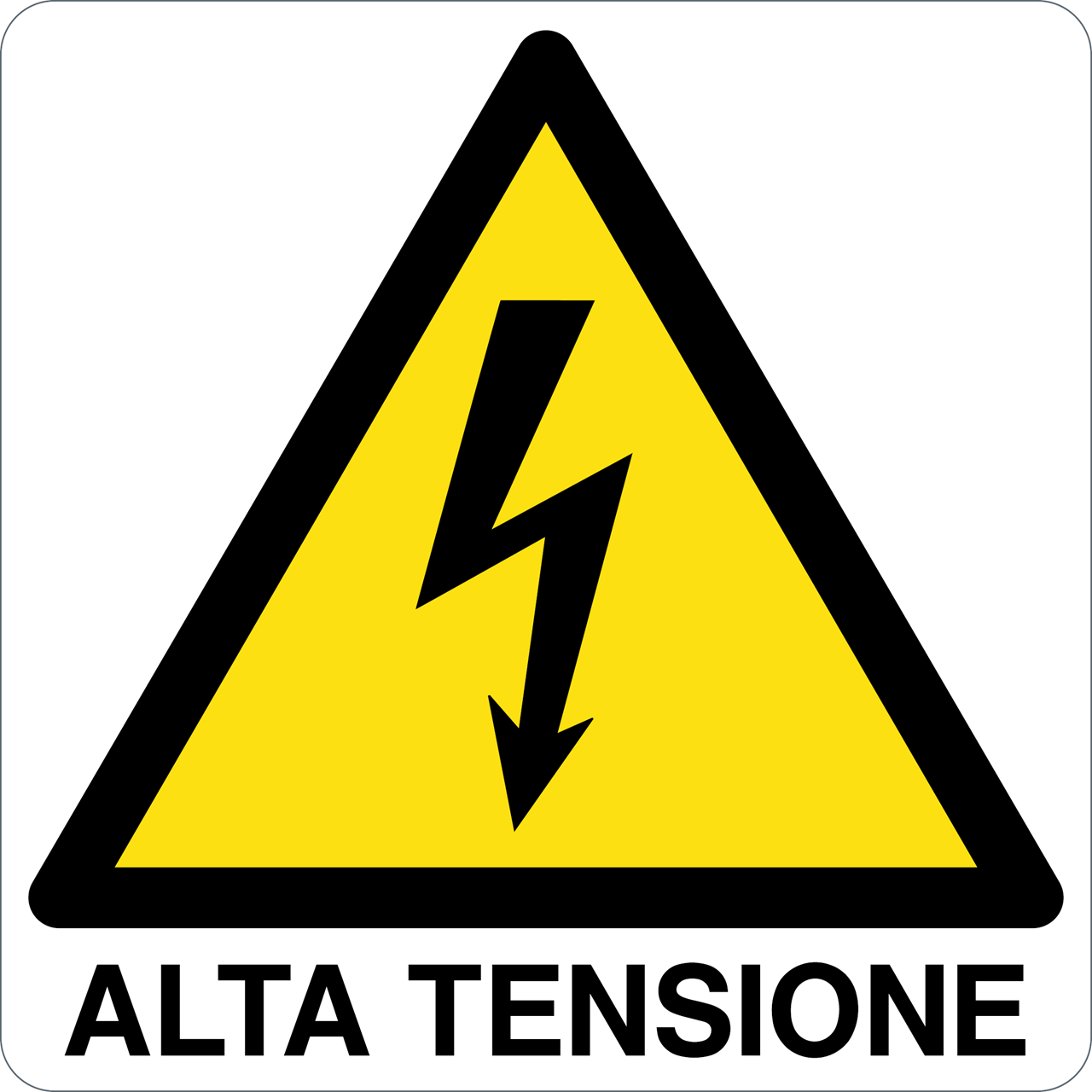ALTA TENSIONE - CARTELLO SEGNALETICO QUADRATO ISO 7010 - Adesivo Extra Resistente, Pannello in Forex, Pannello In Alluminio