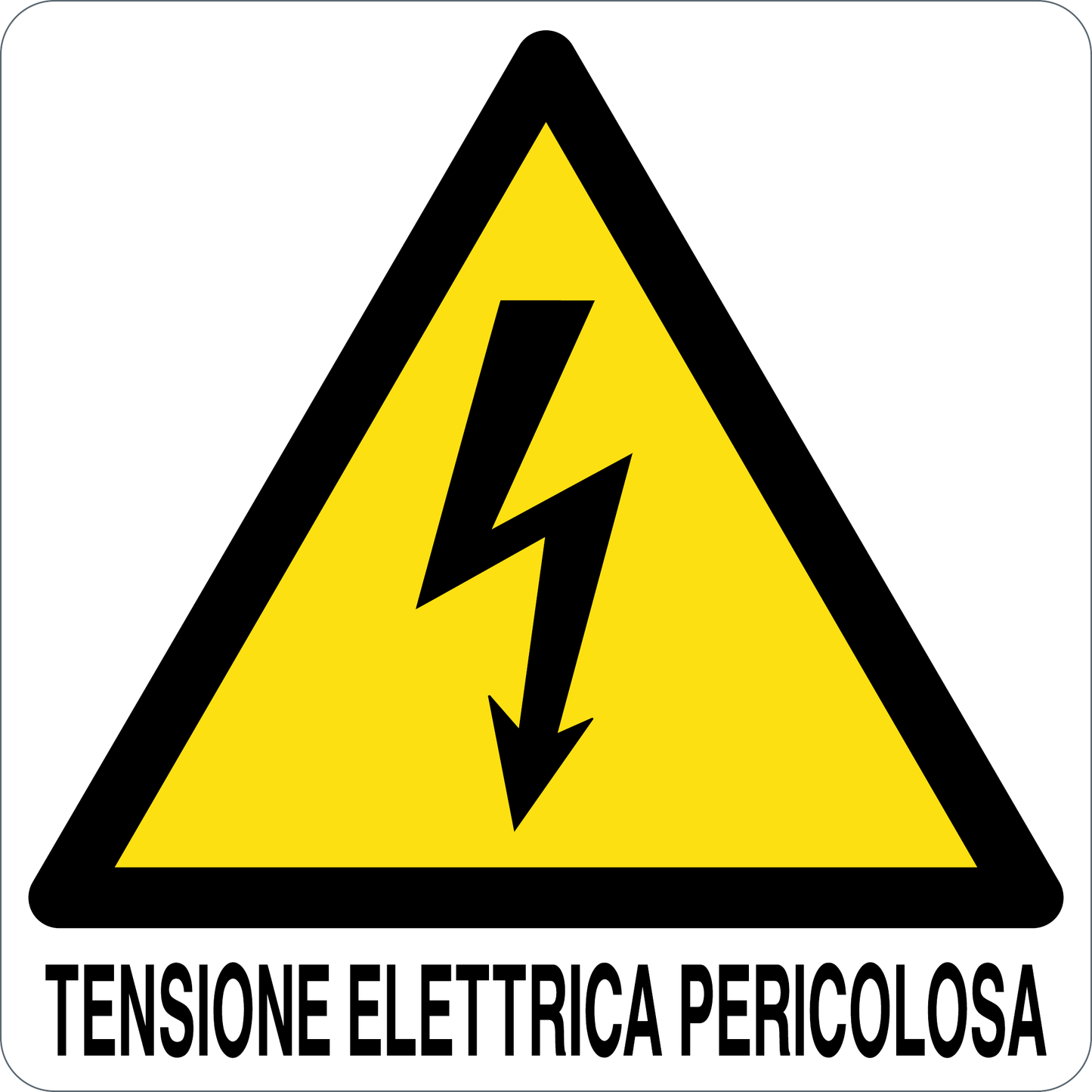 TENSIONE ELETTRICA PERICOLOSA - CARTELLO SEGNALETICO QUADRATO ISO 7010 - Adesivo Extra Resistente, Pannello in Forex, Pannello In Alluminio