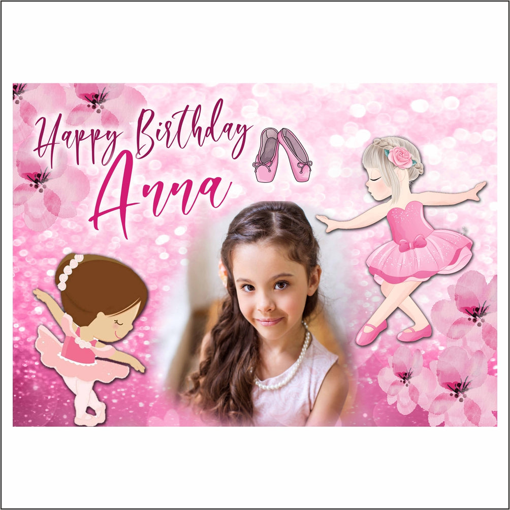 GLOBAL STRISCIONE FONDALE COMPLEANNO - Ballerina Danza - STRISCIONE PERSONALIZZATO IN CARTA O IN BANNER PVC ANCHE DA ESTERNO GARANZIA 5 ANNI