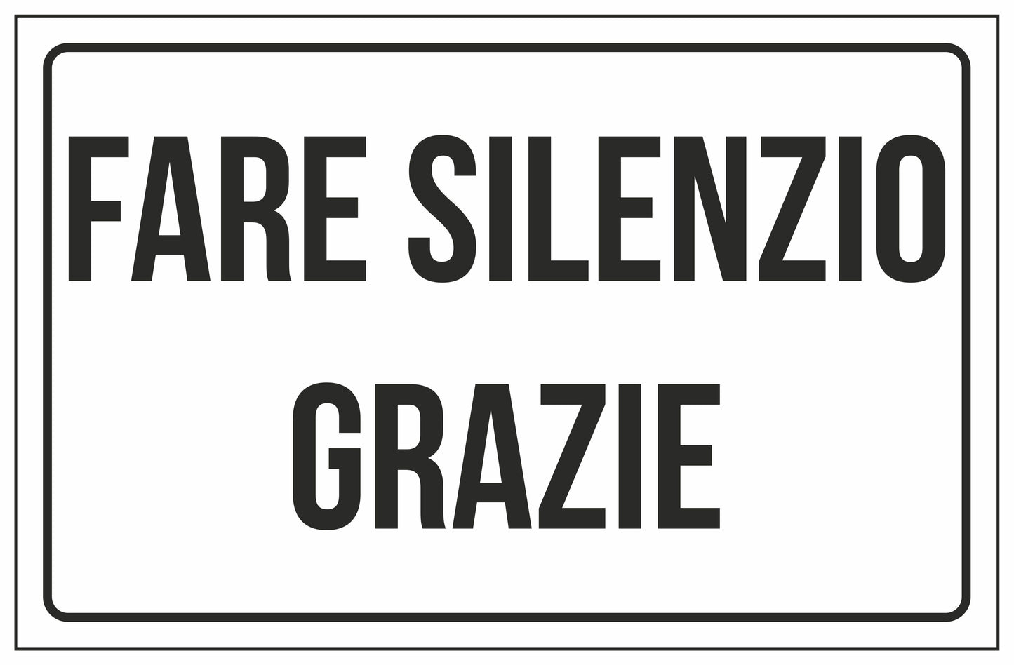 GLOBAL CARTELLO SEGNALETICO - FARE SILENZIO GRAZIE - Adesivo Extra Resistente, Pannello in Forex, Pannello In Alluminio