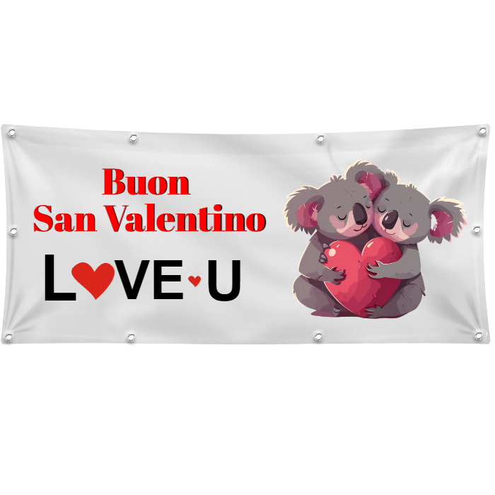 GLOBAL STRISCIONE FONDALE ANNIVERSARIO - BUON SAN VALENTINO - IN CARTA O IN BANNER PVC ANCHE DA ESTERNO GARANZIA 5 ANNI