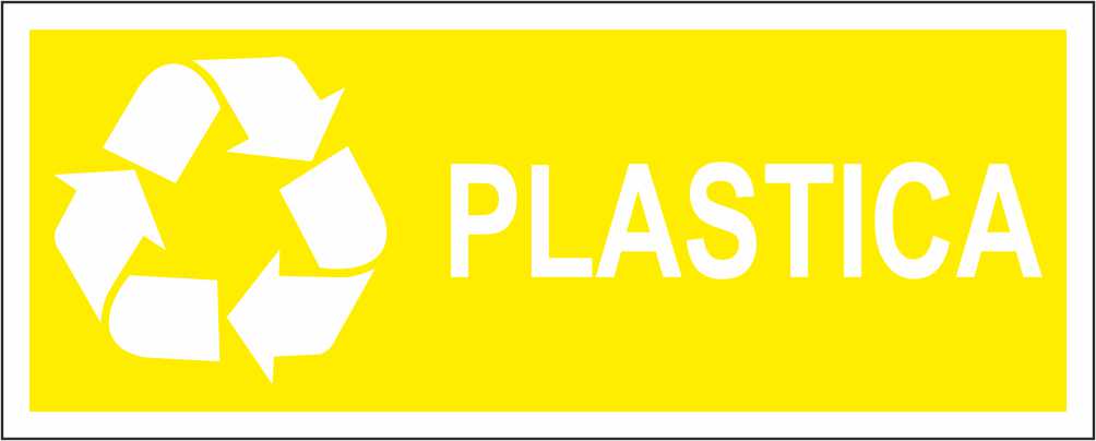 Raccolta differenziata (PLASTICA) - CARTELLO SEGNALETICO UNI ISO 7010 in Adesivo Resistente, Pannello in Forex, Pannello In Alluminio