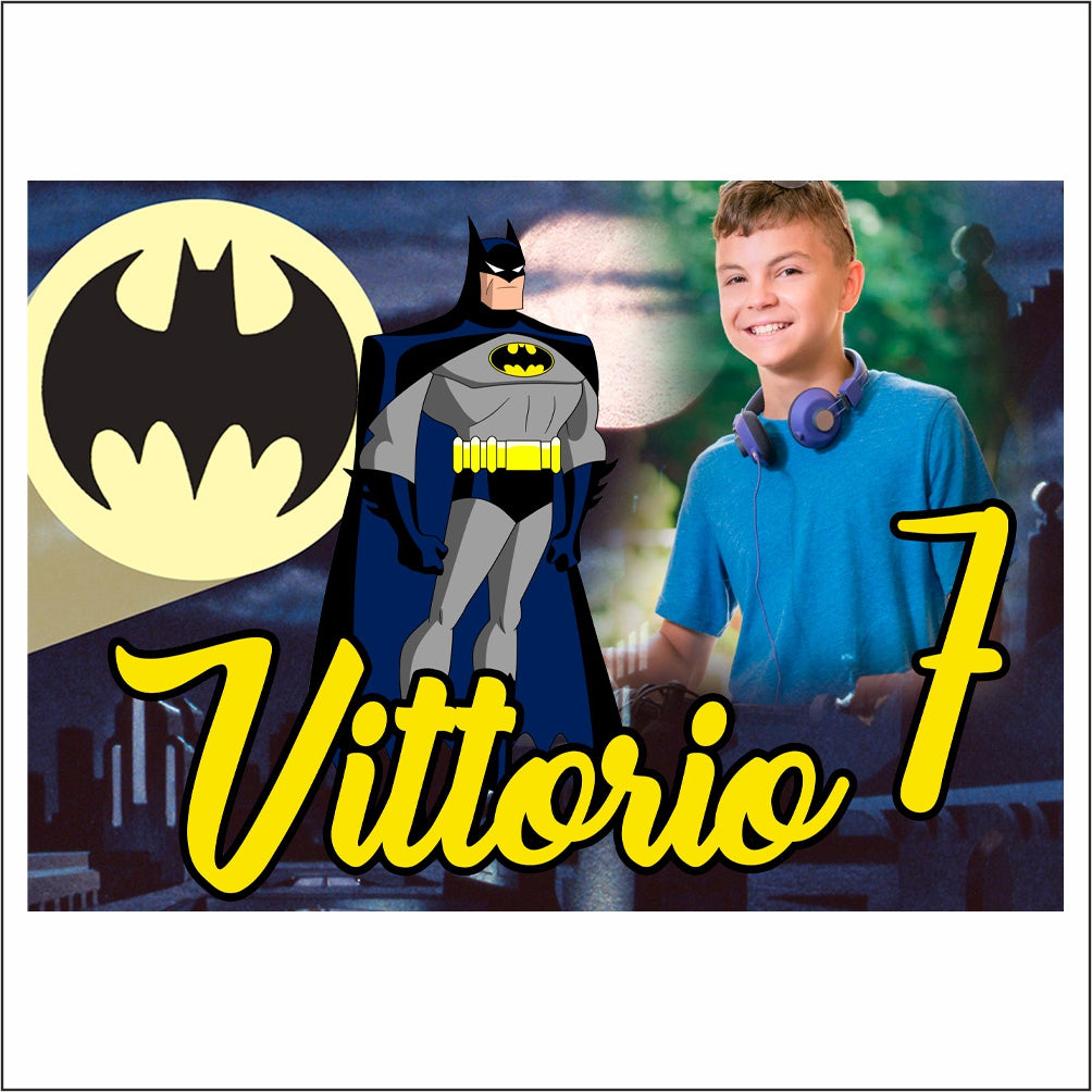 GLOBAL STRISCIONE FONDALE COMPLEANNO - Batman mod 2 - STRISCIONE PERSONALIZZATO IN CARTA O IN BANNER PVC ANCHE DA ESTERNO GARANZIA 5 ANNI