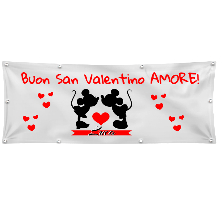 GLOBAL STRISCIONE FONDALE ANNIVERSARIO - BUON SAN VALENTINO AMORE - IN CARTA O IN BANNER PVC ANCHE DA ESTERNO GARANZIA 5 ANNI