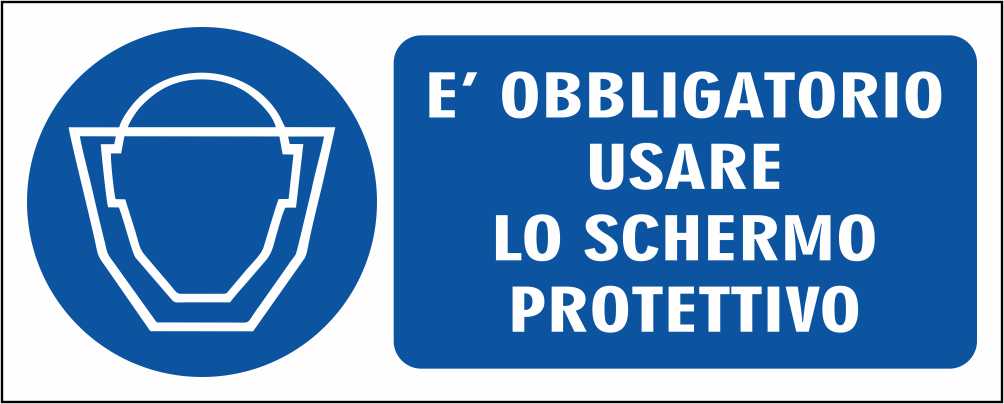 È OBBLIGATORIO USARE LO SCHERMO PROTETTIVO - CARTELLO SEGNALETICO UNI ISO 7010 in Adesivo Resistente, Pannello in Forex, Pannello In Alluminio