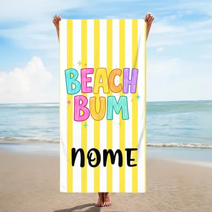Vestin Telo da spiaggia personalizzato - BEACH BUM - con Nome personalizzato - asciugamano da bagno asciugamano da piscina asciugamano da spiaggia per vacanze