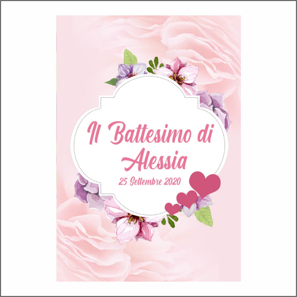 GLOBAL STRISCIONE FONDALE BATTESIMO - Battesimo Flower - STRISCIONE PERSONALIZZATO IN CARTA O IN BANNER PVC ANCHE DA ESTERNO GARANZIA 5 ANNI