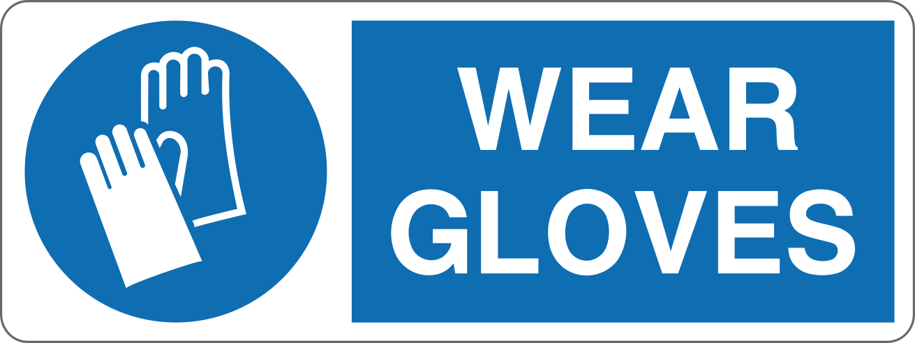 WEAR GLOVES - CARTELLO SEGNALETICO UNI ISO 7010 in Adesivo, Pannello in Forex, Pannello In Alluminio
