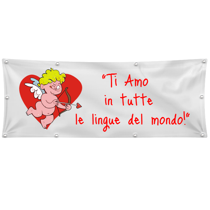 GLOBAL STRISCIONE FONDALE ANNIVERSARIO - TI AMO - IN CARTA O IN BANNER PVC ANCHE DA ESTERNO GARANZIA 5 ANNI