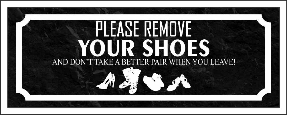 Please remove your shoes - CARTELLO SEGNALETICO UNI ISO 7010 in Adesivo Resistente, Pannello in Forex, Pannello In Alluminio