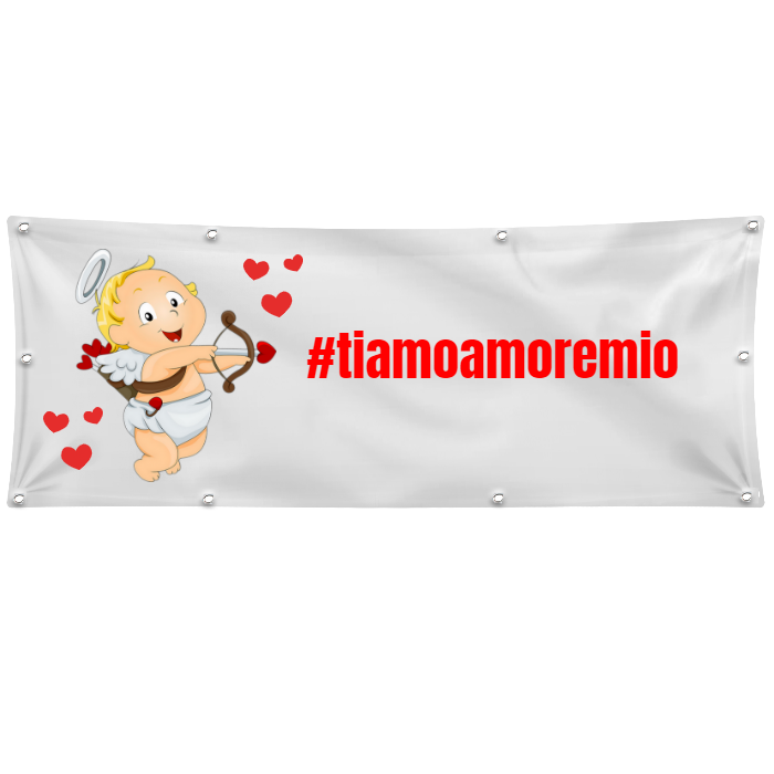 GLOBAL STRISCIONE FONDALE ANNIVERSARIO - TI AMO AMORE MIO - IN CARTA O IN BANNER PVC ANCHE DA ESTERNO GARANZIA 5 ANNI