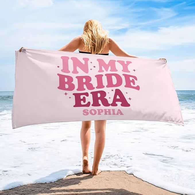 Vestin Telo da spiaggia personalizzato - BRIDE ERA - con Nome personalizzato - asciugamano da bagno asciugamano da piscina asciugamano da spiaggia per vacanze