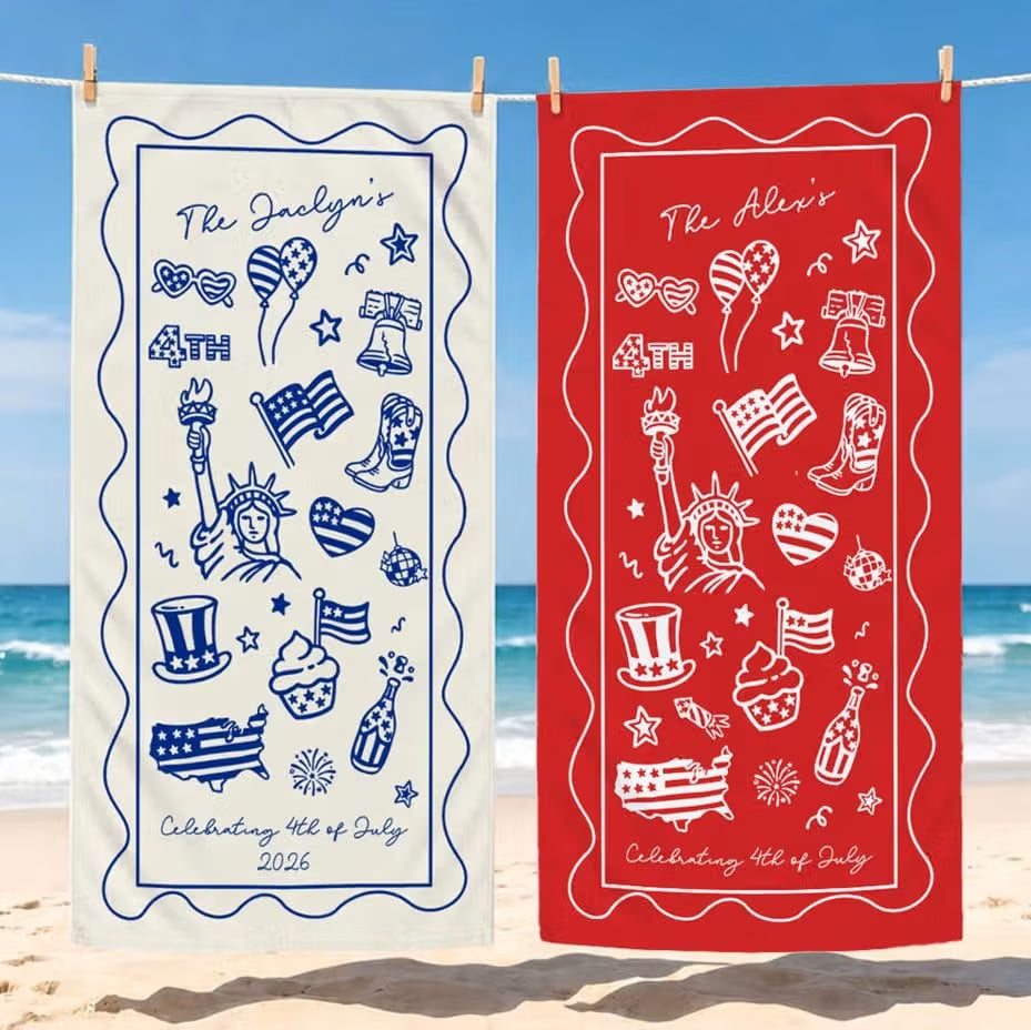 Vestin Telo da spiaggia personalizzato - STILE BANDIERA AMERICANA - con Nome personalizzato - asciugamano da bagno asciugamano da piscina asciugamano da spiaggia per vacanze